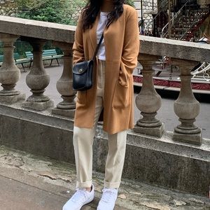 Zara Camel Faux Suede Coat Blazer